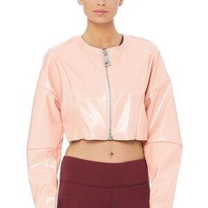 Alo Yoga Cropped Faux Patent Leather Liquid jacket size XS
